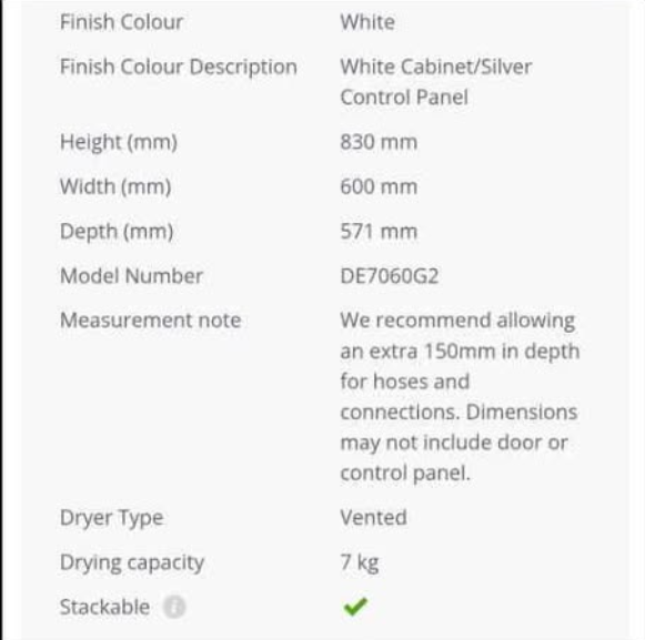 Fisher & Paykel Dryer 7kg