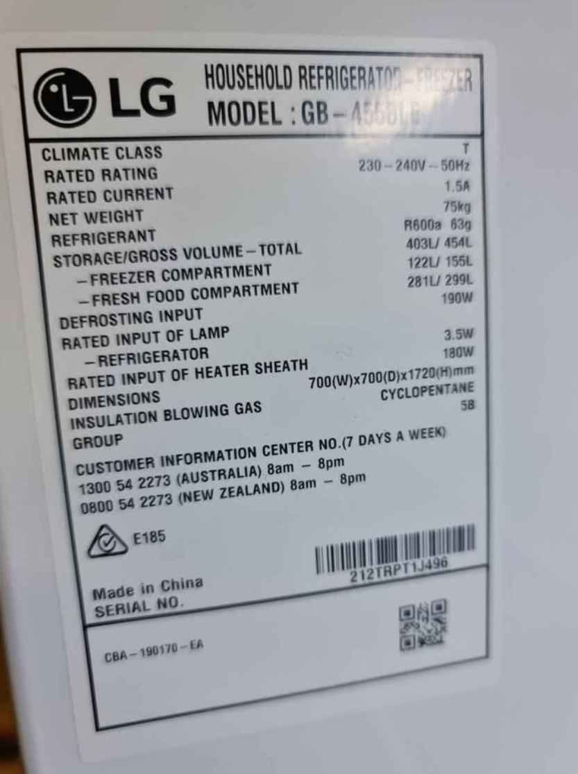 LG 454L Black Bottom Mount Fridge