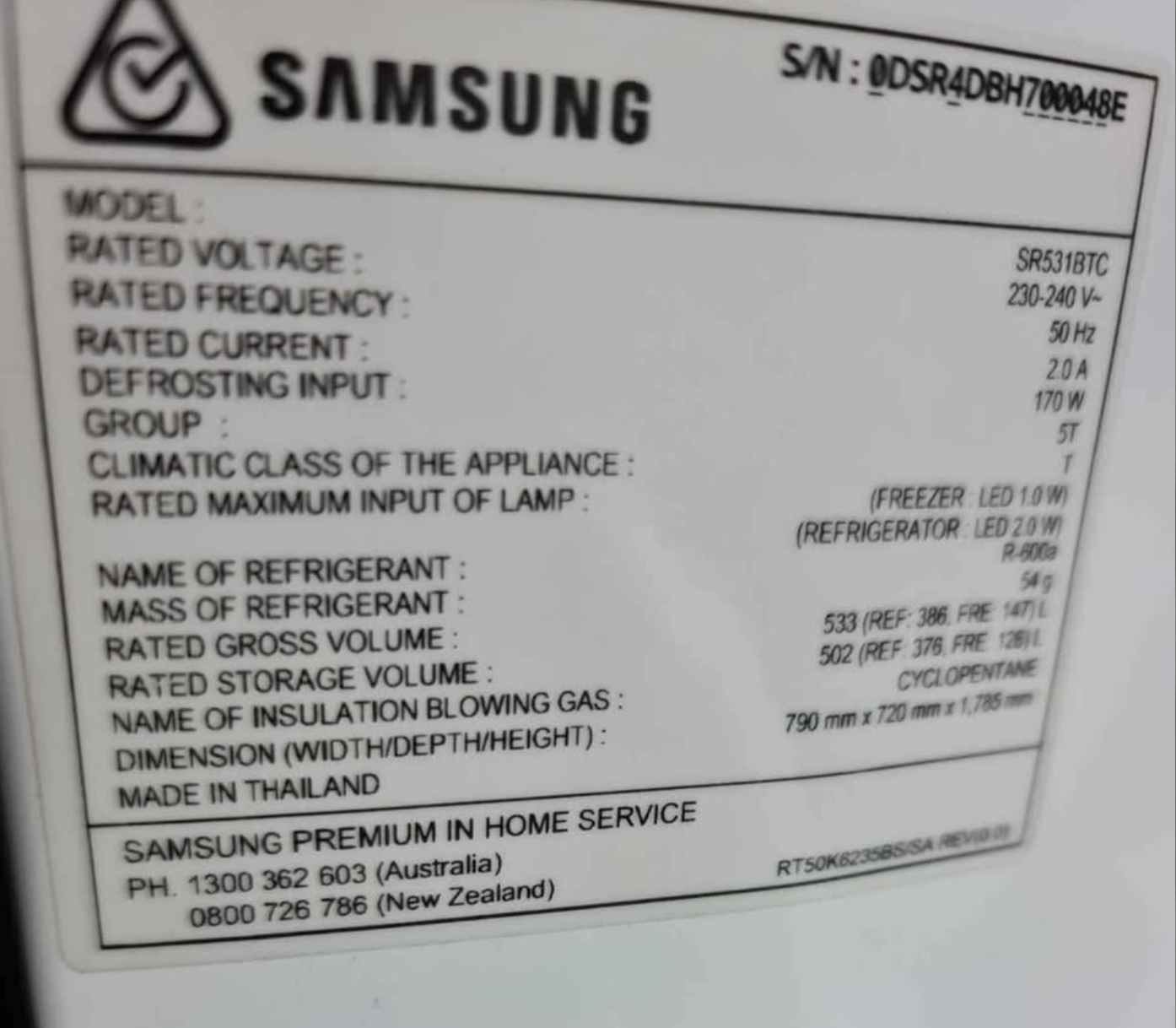 Samsung 533L Black Top Mount Fridge