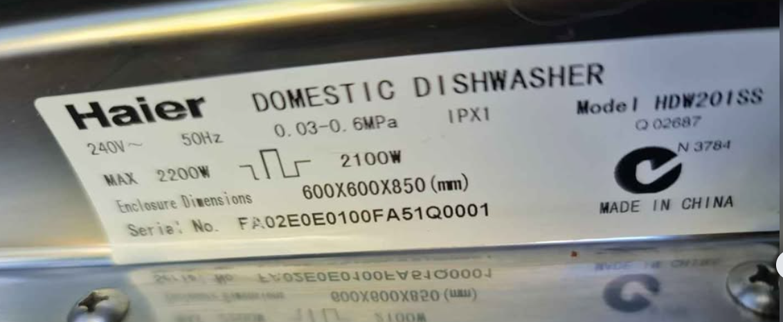 Haier Dishwasher Stainlesss Steel