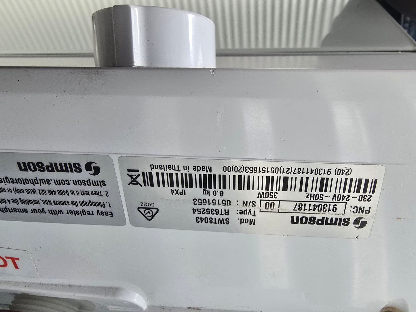 Simpson 8kg top load washer