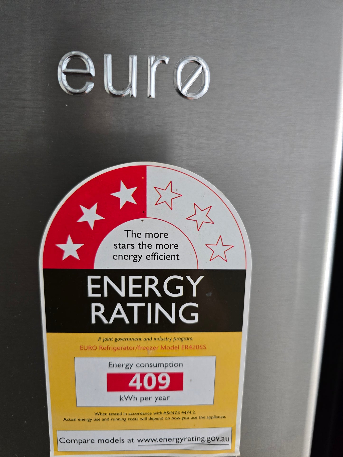 Euro 420L Stainless Top Mount Fridge