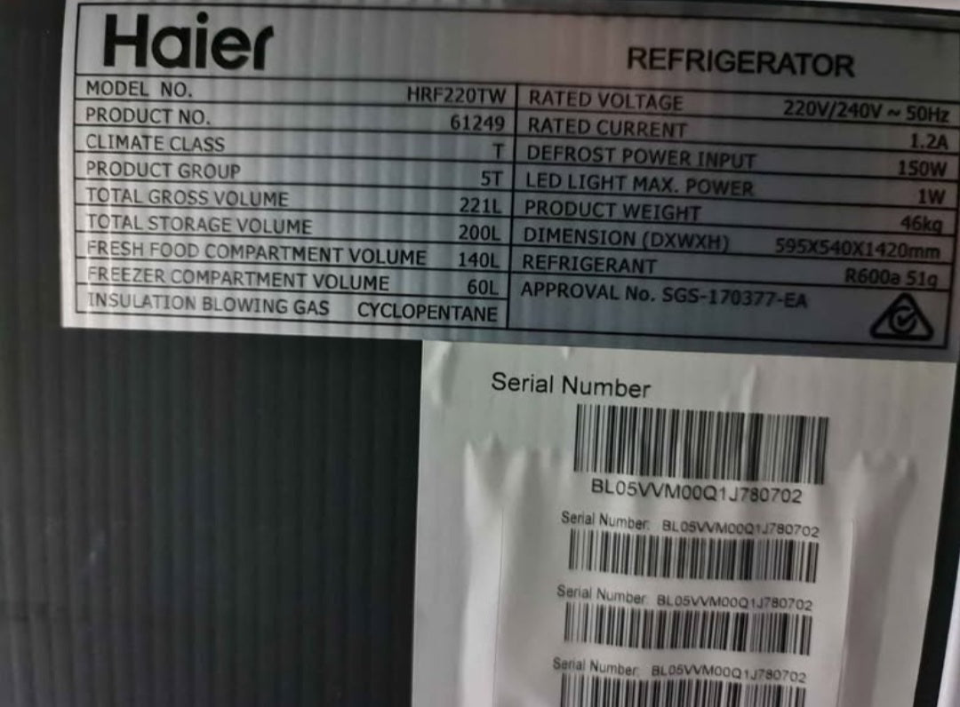 Haier 221L Top Mount Fridge