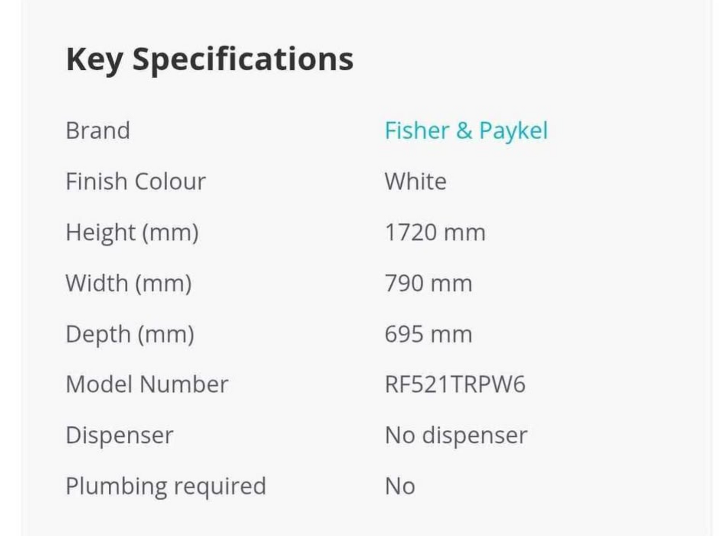 Fisher Paykel 517L Top Mount Fridge