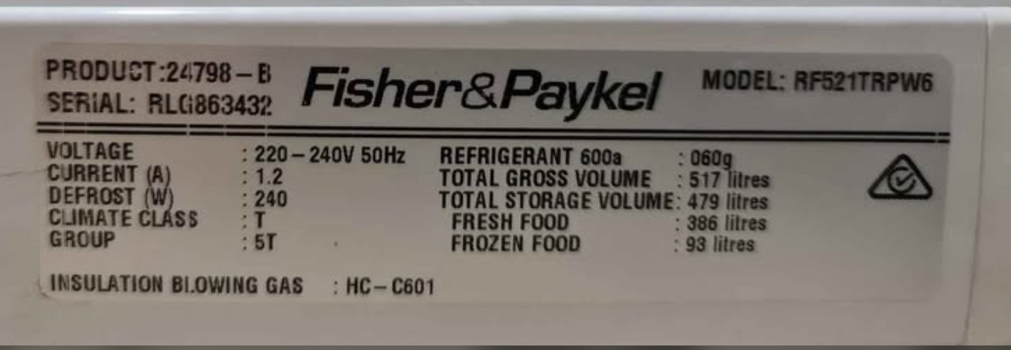 Fisher Paykel 517L Top Mount Fridge