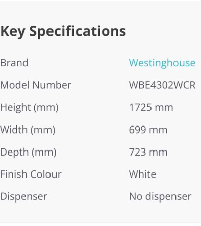 Westinghouse Near New 430 L Bottom Mount White