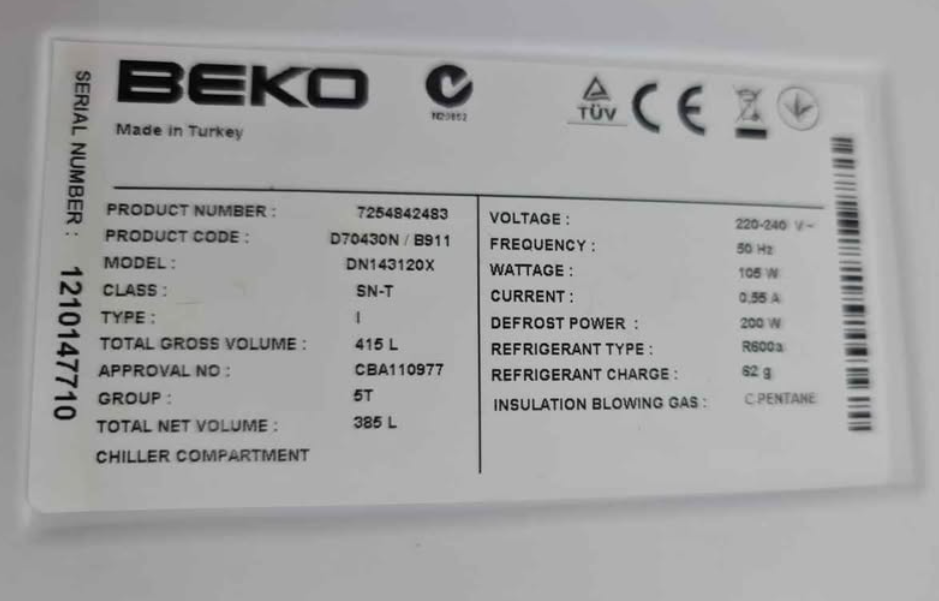 Beko 415L stainless fridge freezer