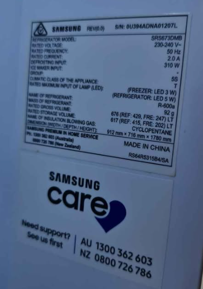 Samsung ice/water side x side plumbed