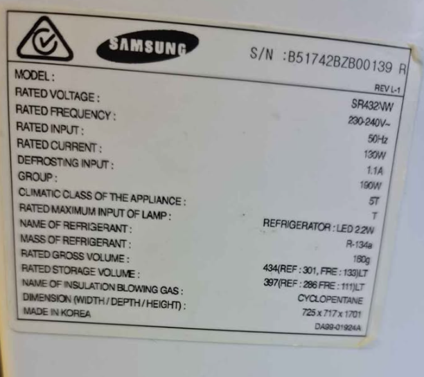 Samsung 434L fridge Freezer