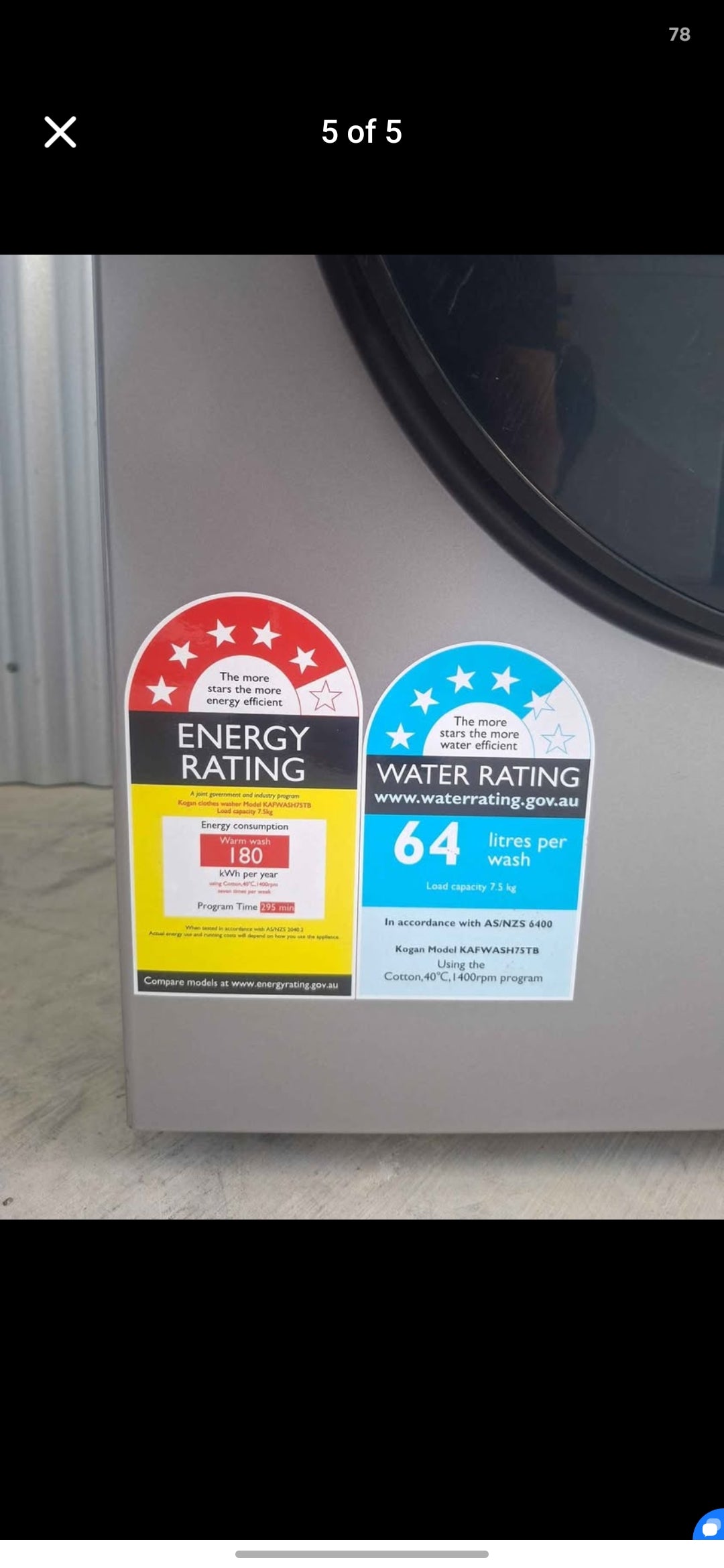 New 7.5kg Kogan Front Load Washer