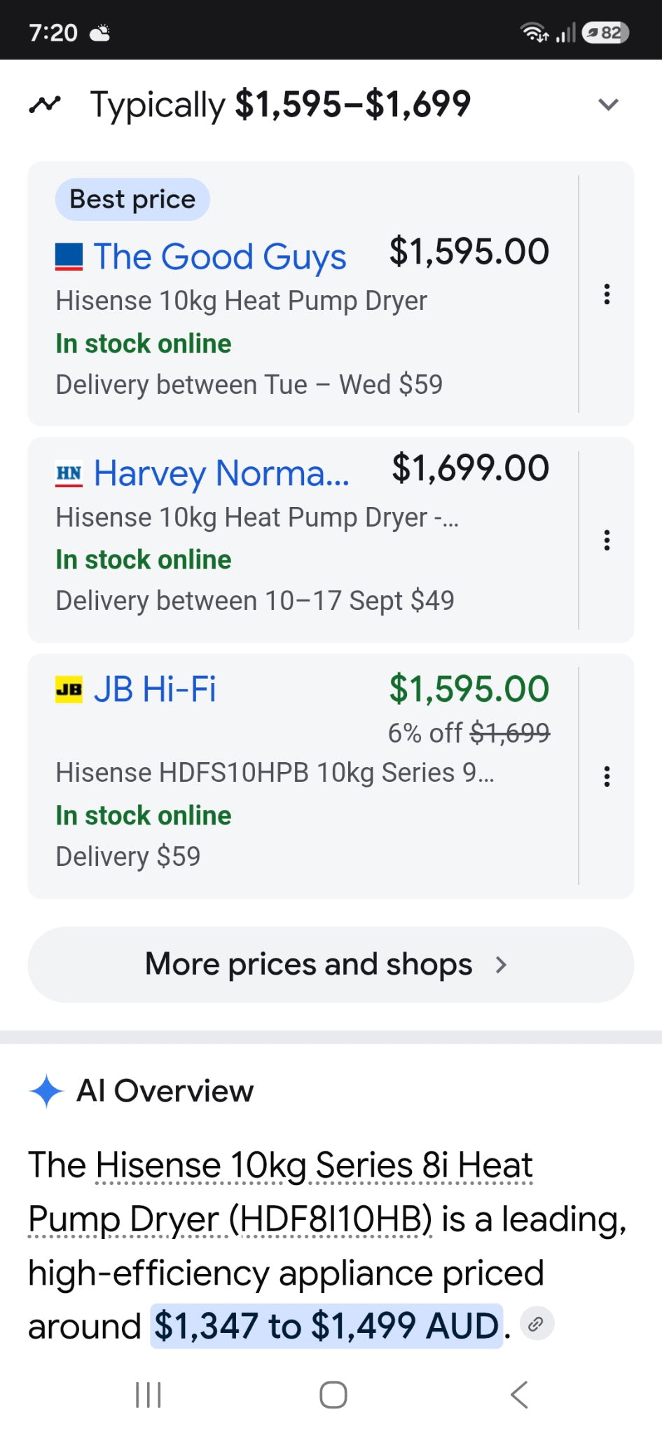 Hisense 10kg heat pump dryer