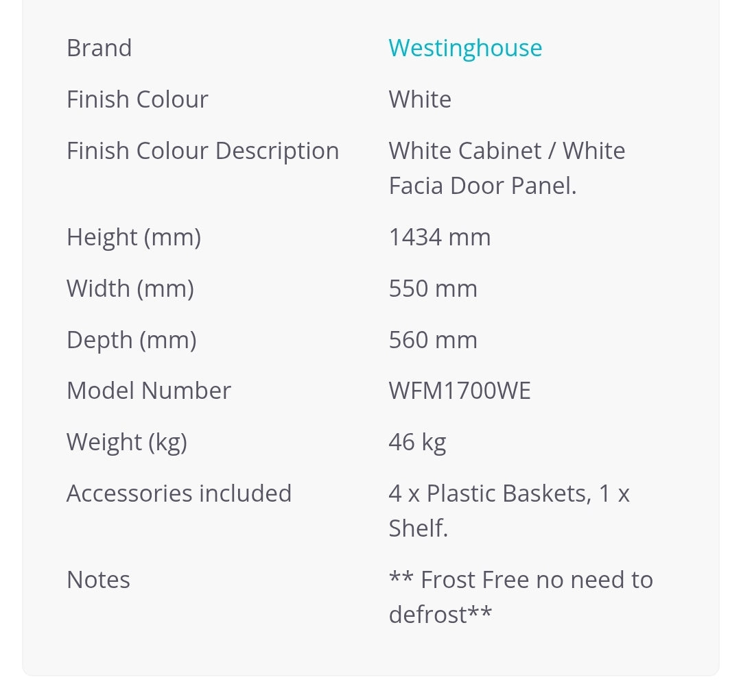 Westinghouse Upright Freezer