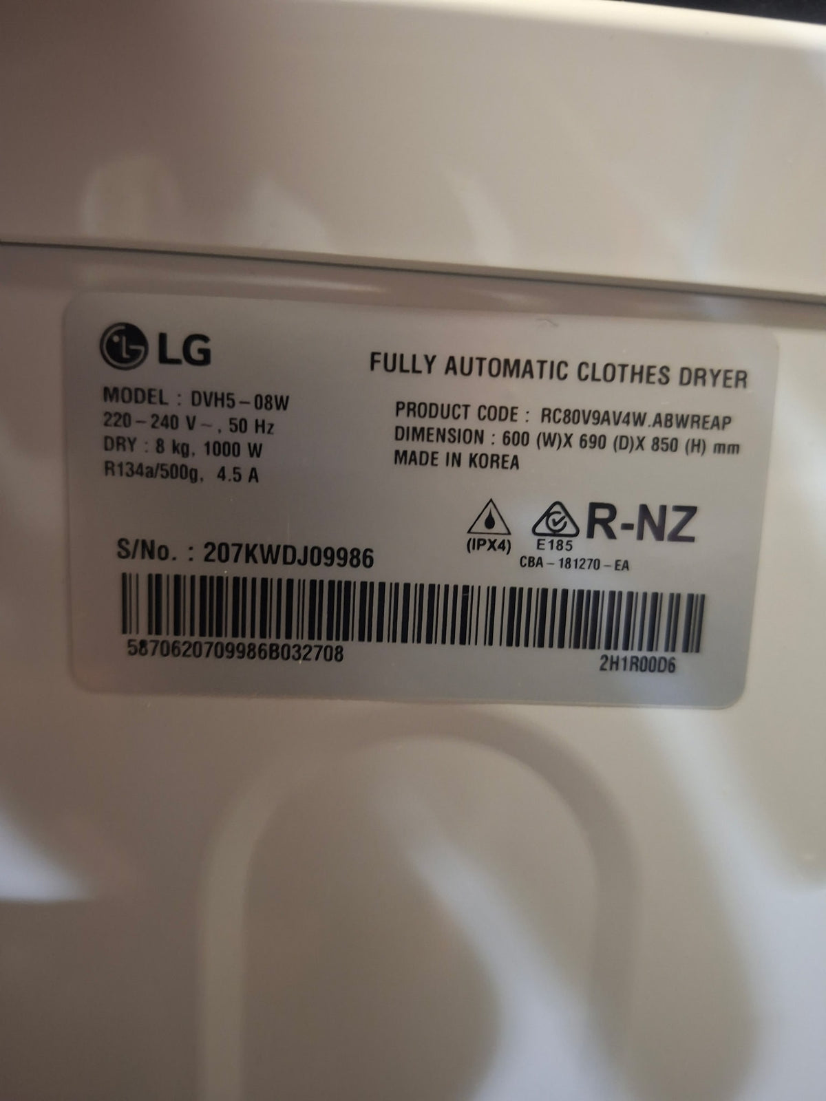 Lg Heat Pump 8kg Dryer