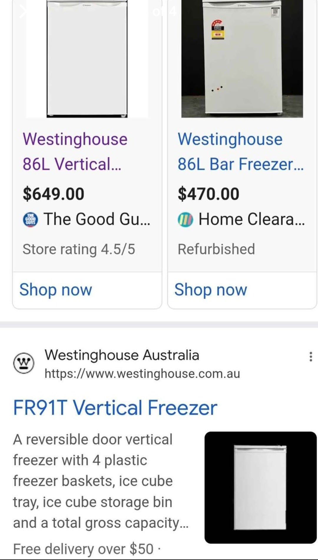 Westinghouse Bar Freezer