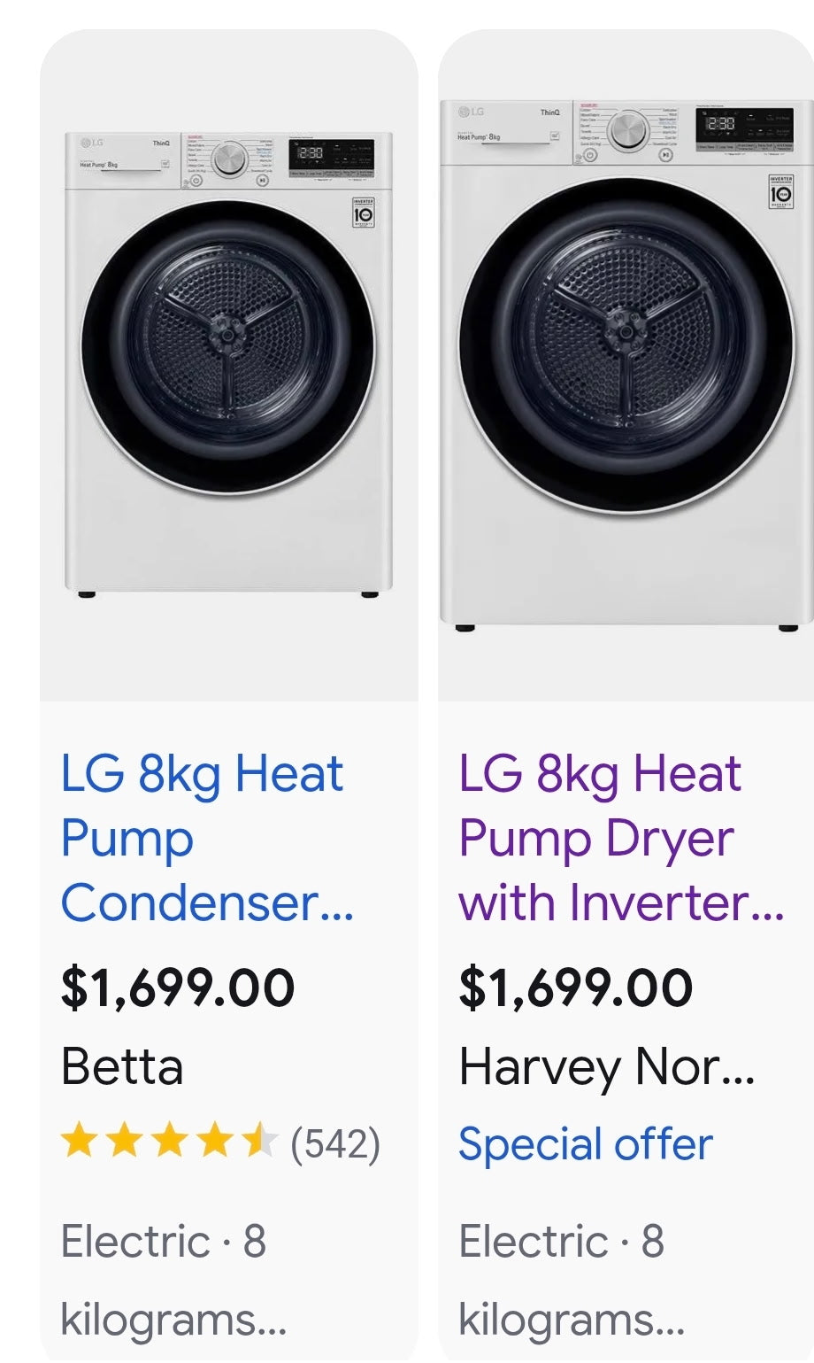 Lg Heat Pump 8kg Dryer