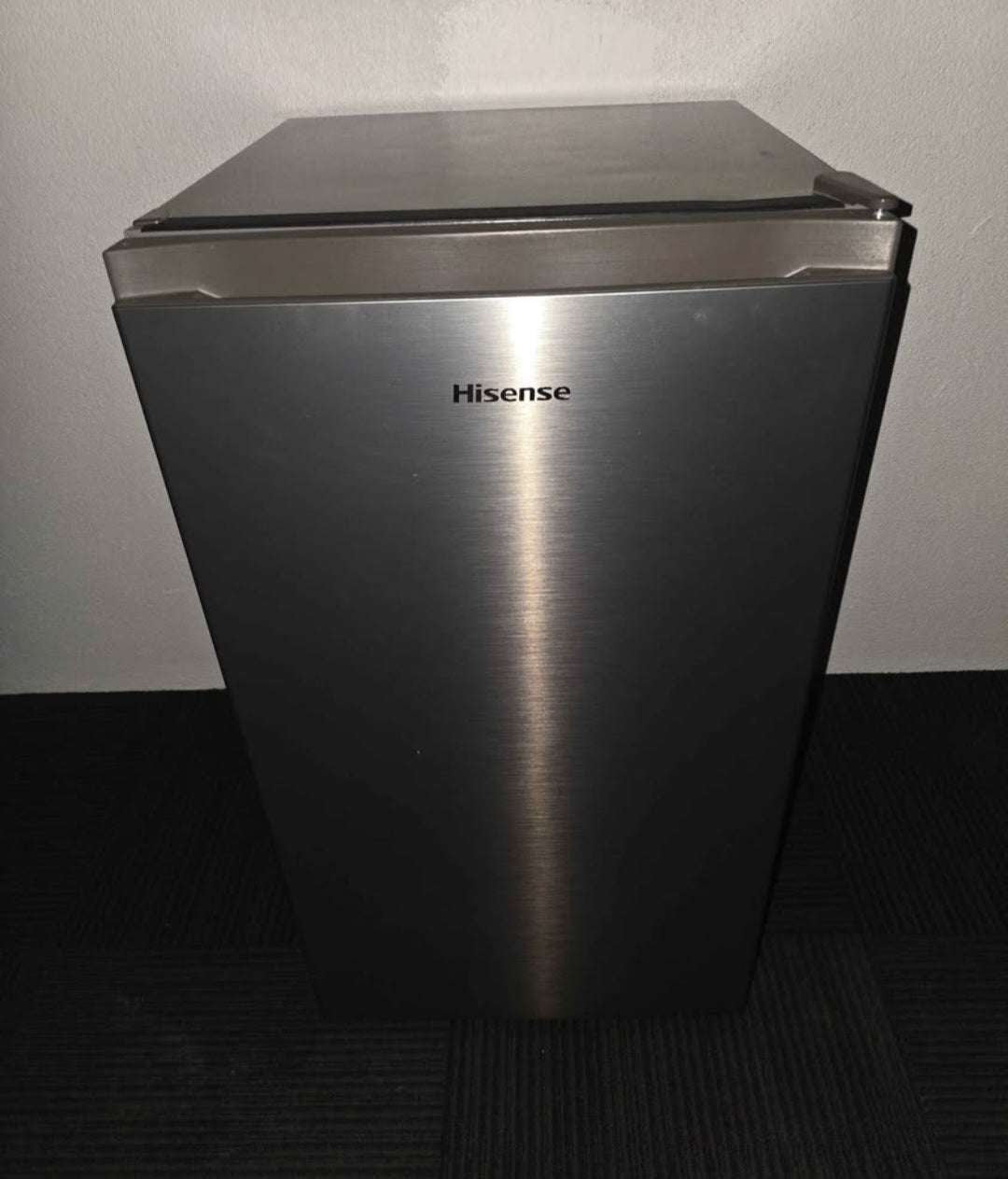 Near new Hisense bar fridge stainless steel